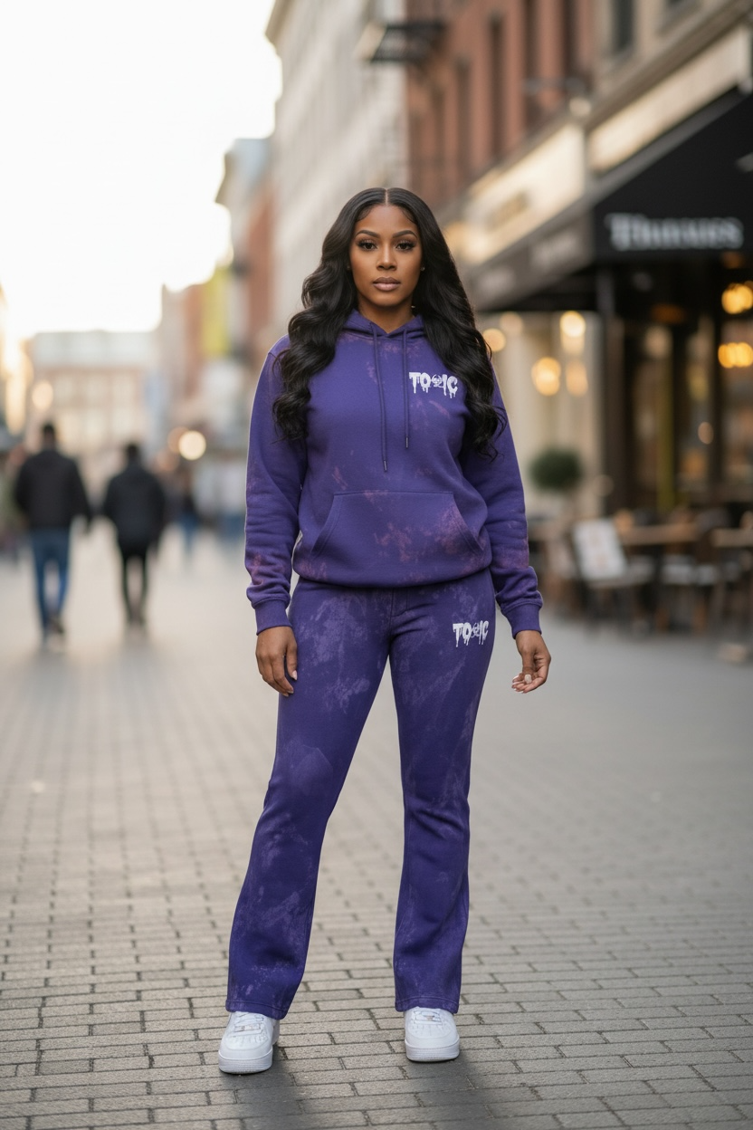 Purple bleach Toxic sweatsuit  