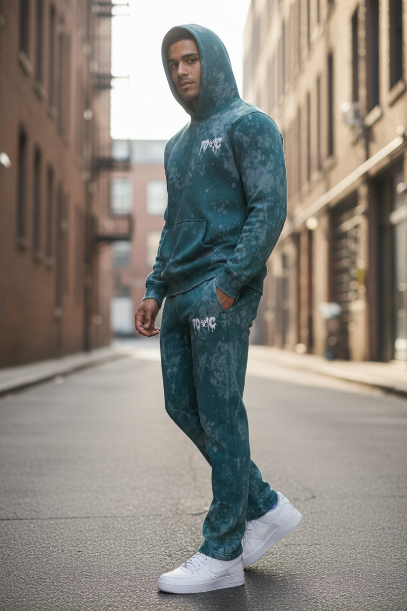 Green bleached toxic sweatsuit 